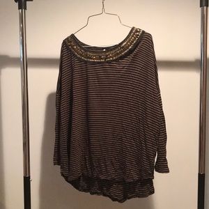 Free people beaded striped long sleeve